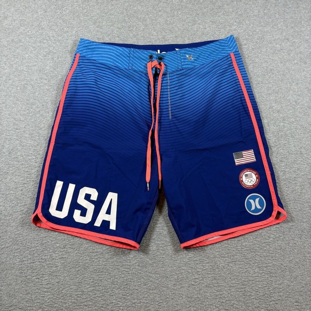 Hurley Phantom USA Olympic Team Board Shorts Mens Size 31 Swim Trunks Blue Rio